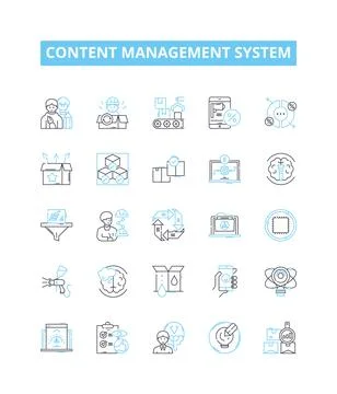Content management system vector line icons set. CMS, Content, Management Stock Illustration