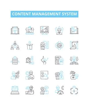 Content management system vector line icons set. CMS, Content, Management Stock Illustration