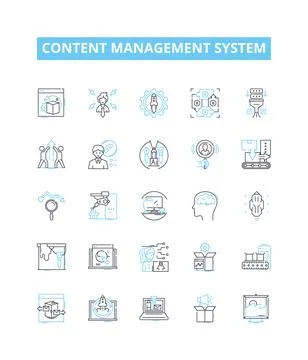 Content management system vector line icons set. CMS, Content, Management Stock Illustration