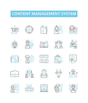 Content management system vector line icons set. CMS, Content, Management Stock Illustration