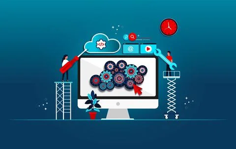 Content Management System - Website Design - Webmasters - CMS Stock Illustration