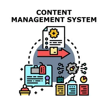 Content management system workflow and process concept Stock Illustration