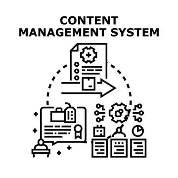 Content management system workflow and process concept Stock Illustration
