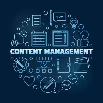 Content Management vector circular outline blue illustration Illustrazione stock