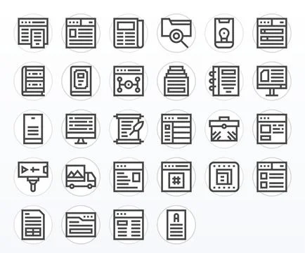 Content Management Vector Icon Repository containing 28 Bold Line High Reso.. Stock Illustration