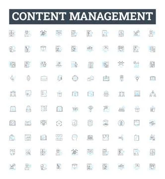 Content management vector line icons set. Content, Management, System, CMS Stock Illustration