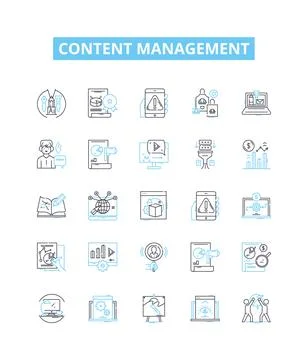 Content management vector line icons set. Content, Management, System, CMS Stock Illustration
