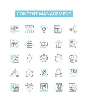 Content management vector line icons set. Content, Management, System, CMS Stock Illustration