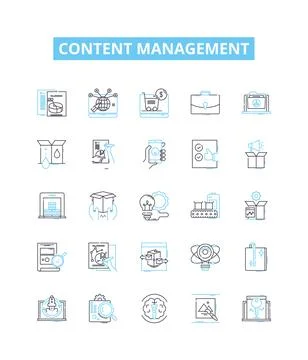 Content management vector line icons set. Content, Management, System, CMS Stock Illustration