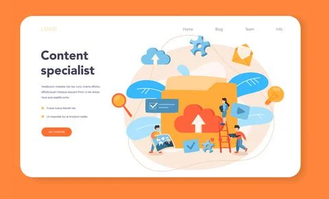 Content management web banner or landing page. Idea of digital strategy Stock Illustration