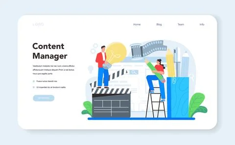 Content management web banner or landing page. Idea of digital strategy Stock Illustration