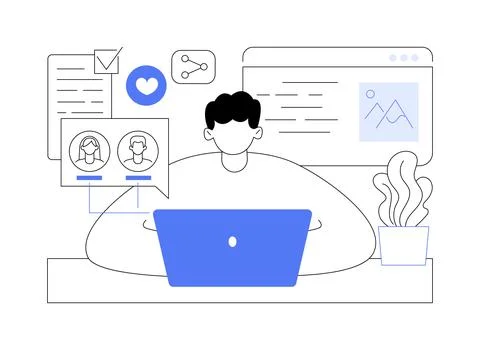 Content manager isolated cartoon vector illustrations. Ilustración de archivo