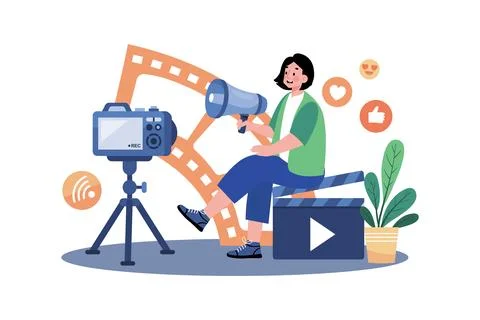 Content marketer developing a content marketing plan to boost SEO. Stock Illustration