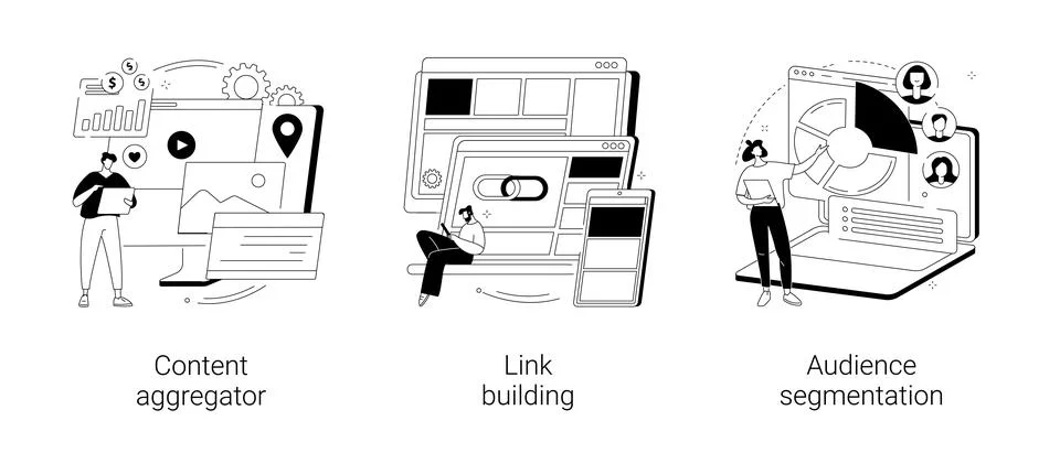 Content marketing abstract concept vector illustrations. Ilustración de archivo
