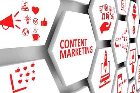 CONTENT MARKETING concept cell background 3d illustration Stock Illustration