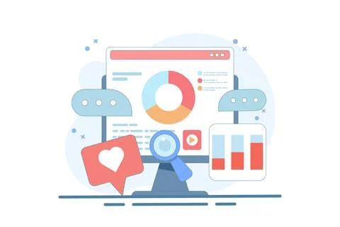 Content marketing concept, Website content performance analysis. Stock Illustration