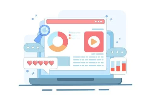 Content marketing concept, Website content performance analysis. Stock Illustration