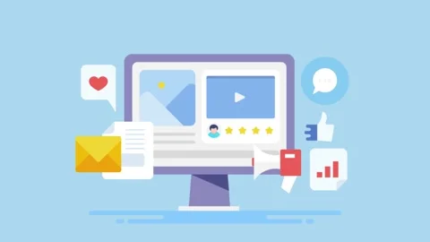 Content marketing, content creation and promotion on social media concept. Stock Footage 240182307