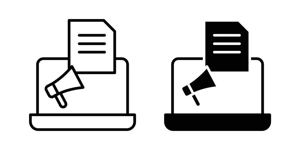 Content marketing icon linear versions pack on white background Illustrazione stock