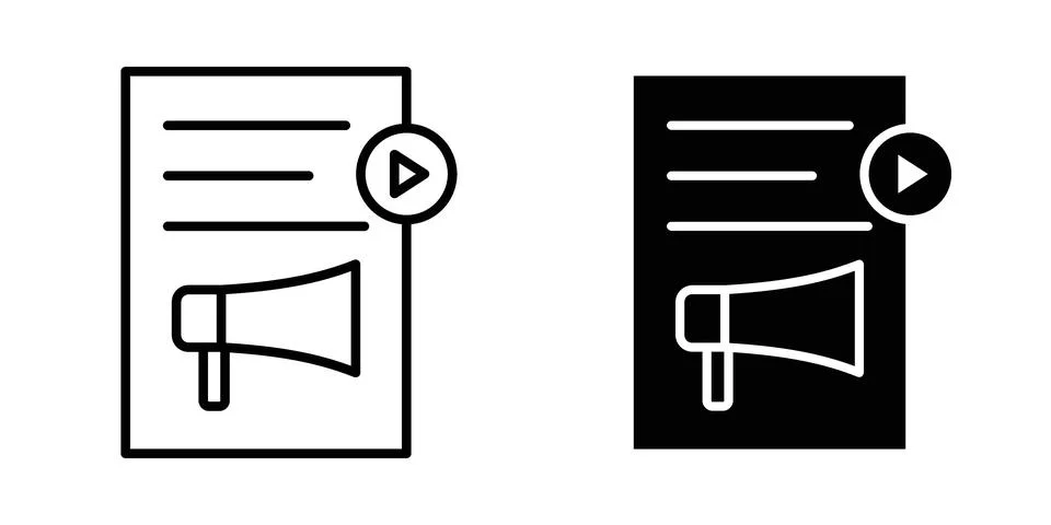 Content marketing icon vector concepts, line and silhouette style Illustrazione stock