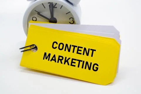 Content marketing note displayed in black over yellow for digital strategy .. Stock Photos