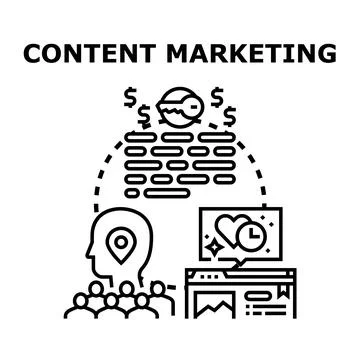 Content marketing strategy creating customer engagement and value Stock Illustration