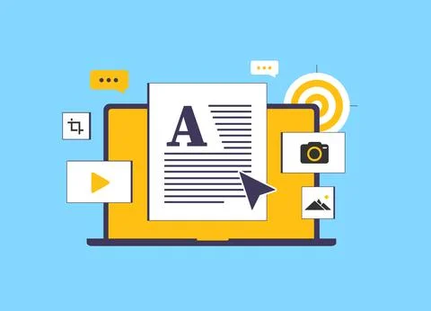 Content marketing strategy with digital planning tools, audience engagement, SEO Stock Illustration