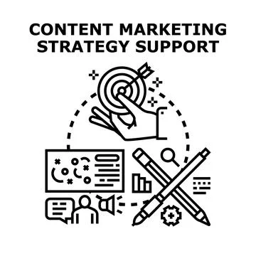 Content marketing strategy support developing business solutions Illustrazione stock