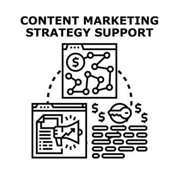 Content marketing strategy supporting digital business growth Stockillustratie