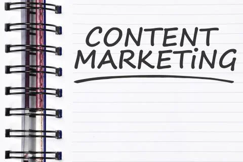 Content marketing words on spring note book Foto stock