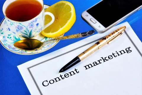 Content marketinga set of methods of dissemination of relevant useful informa Stock Photos
