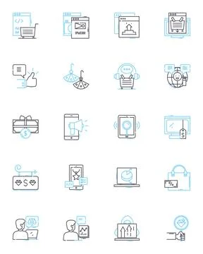 Content media linear icons set. Multimedia, Storytelling, Audio, Video, Graphics Stock Illustration