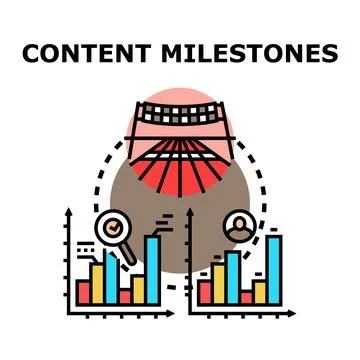 Content milestones measuring progress and achieving goals Stock Illustration