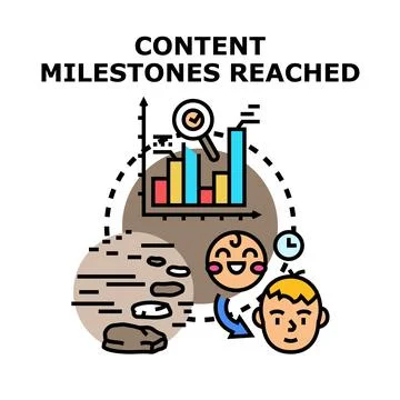 Content milestones reached through progress and growth concept Stock Illustration