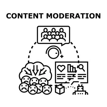 Content moderation process managing online information quality Stock Illustration