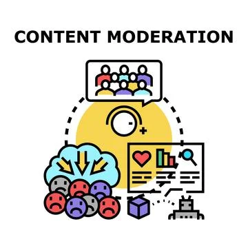 Content moderation process managing online information quality Stock Illustration