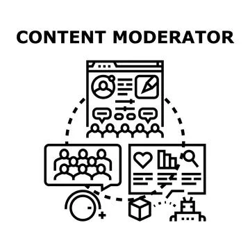 Content moderator managing online community security Ilustração Stock