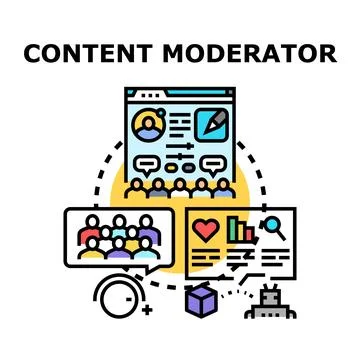 Content moderator managing online community security Ilustração Stock