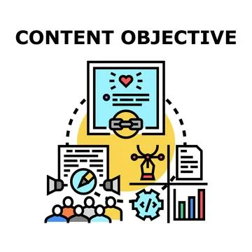 Content objective setting successful marketing strategy Illustrazione stock