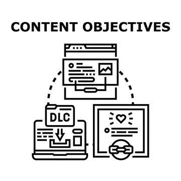 Content objectives planning digital downloads and engagement Stock Illustration