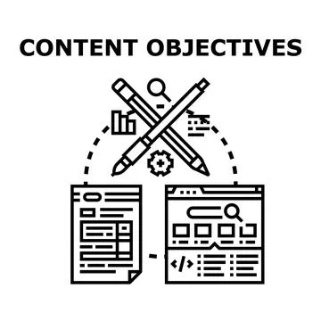 Content objectives planning digital strategy developing Illustrazione stock