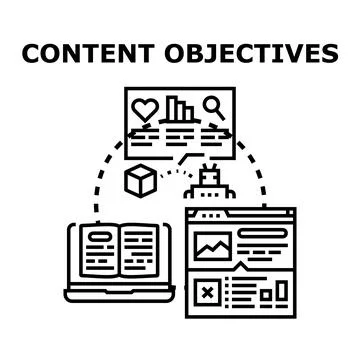 Content objectives planning strategy and digital marketing Stock Illustration