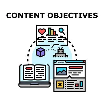 Content objectives planning strategy and digital marketing Stock Illustration