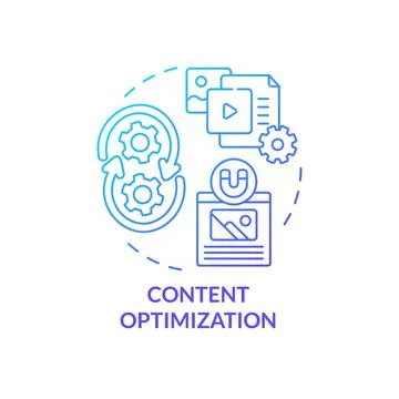 Content optimization blue gradient concept icon Stock Illustration