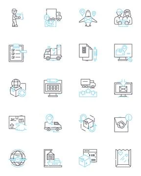 Content optimization linear icons set. Keywords, Optimization, Analytics 스톡 일러스트