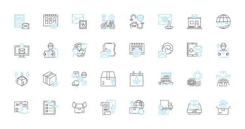 Content optimization linear icons set. Keywords, Optimization, Analytics Illustrazione stock