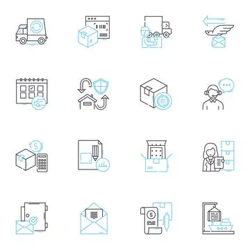 Content optimization linear icons set. Keywords, Optimization, Analytics イラスト素材