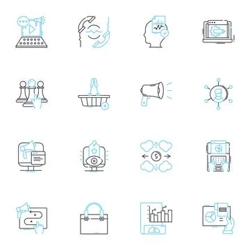 Content optimization linear icons set. Keywords, SEO, Strategy, Research, Rank Stock Illustration