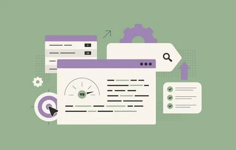 Content optimization strategy with keyword analysis, readability score, SEO イラスト素材