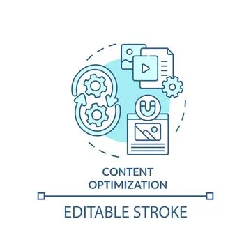 Content optimization turquoise concept icon Stock Illustration